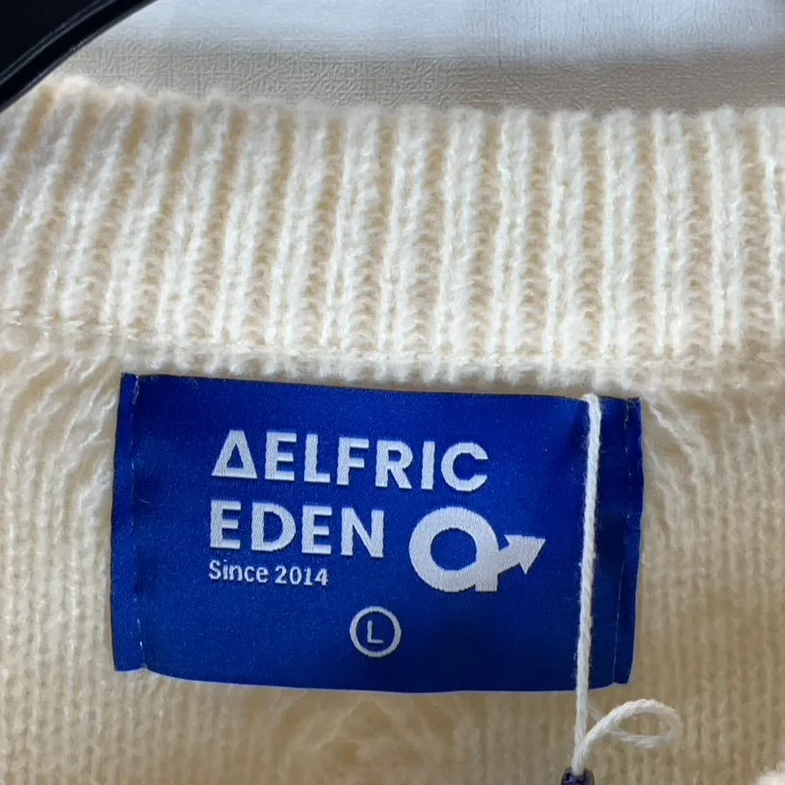 AELFRIC EDEN Unisex Beige Eden Oversized Crewneck Cable-Knit Sweater SZ L