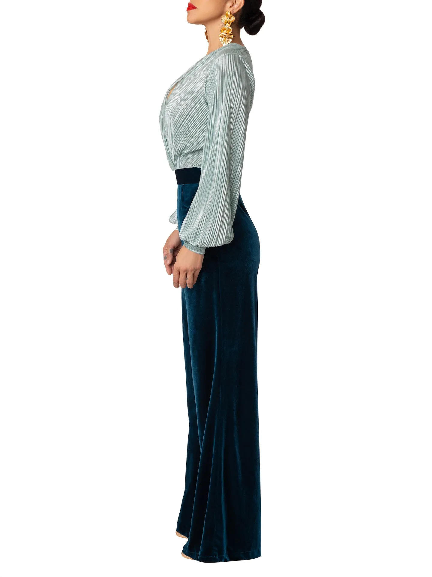 “Claudette” Petrol Contrast Jumpsuit