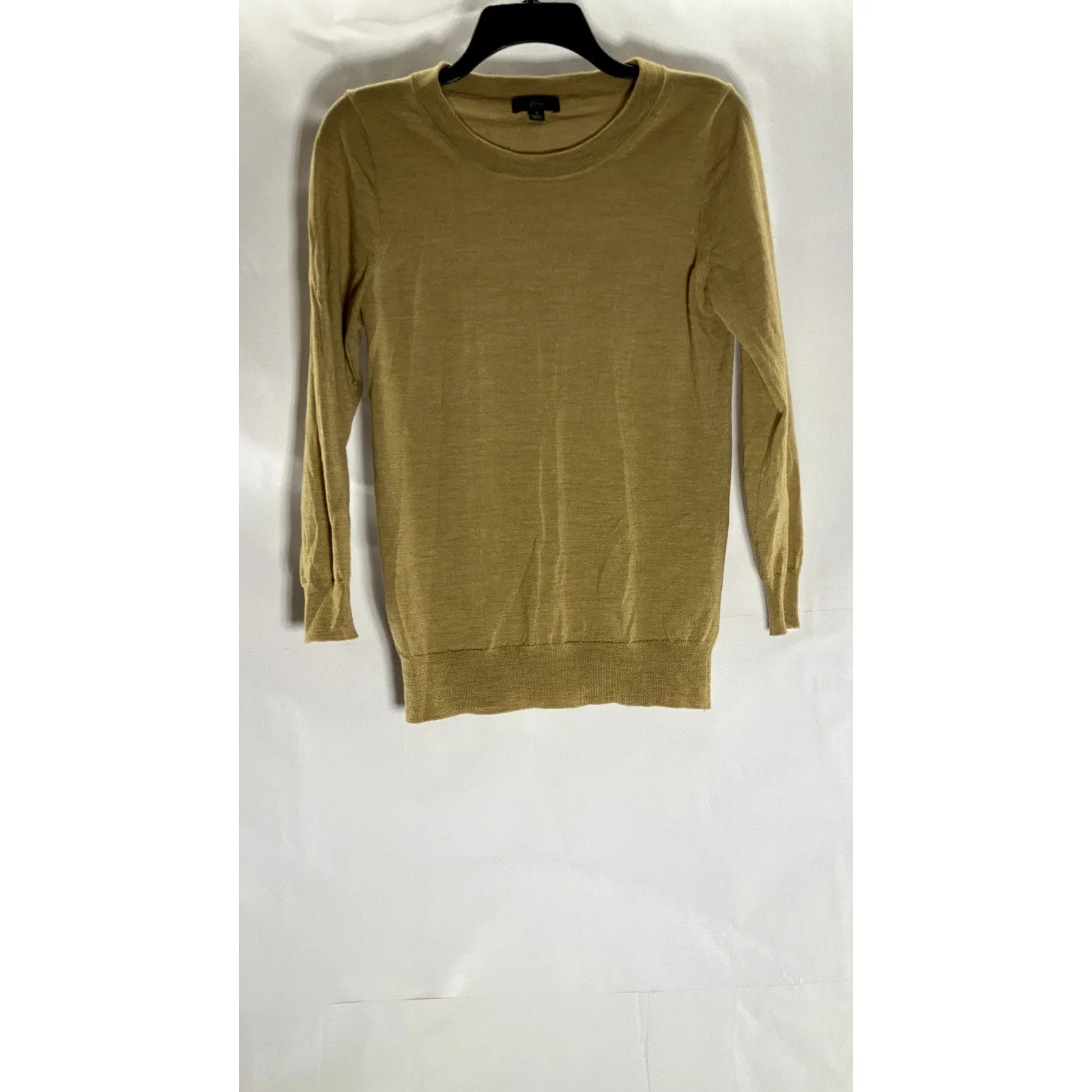 J.CREW Women's Tan Merino Wool Knit Tippi Crewneck Long Sleeve Sweater SZ S