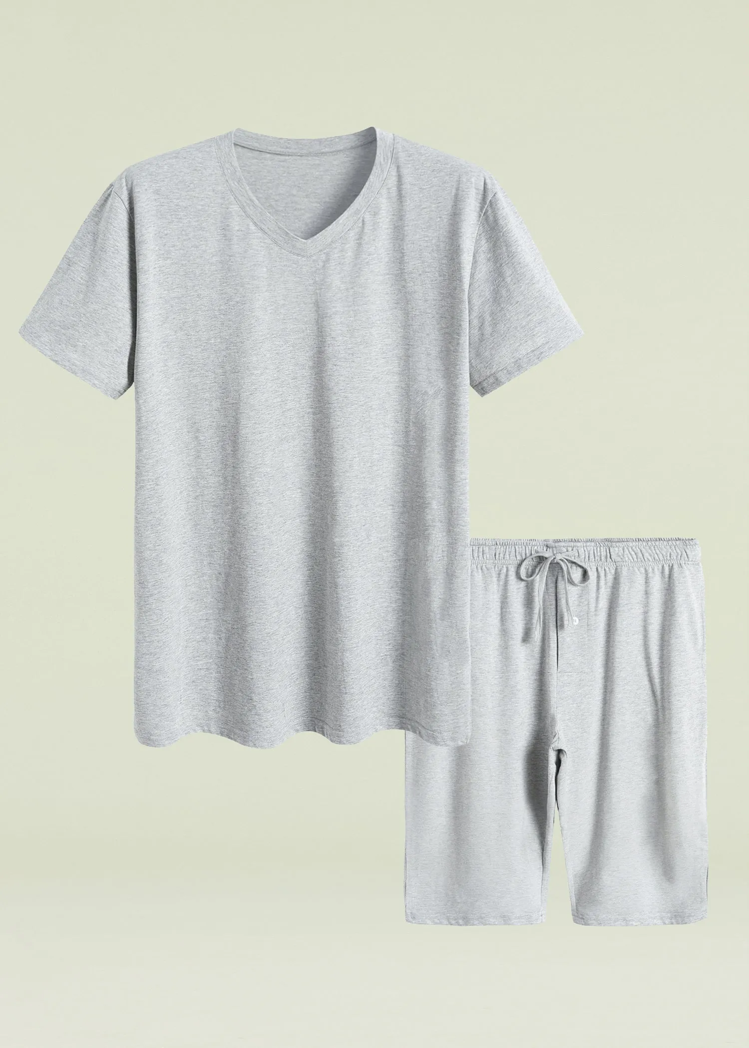 Men's Cotton Shirt with Shorts Pajama Set Knit Lounge Set